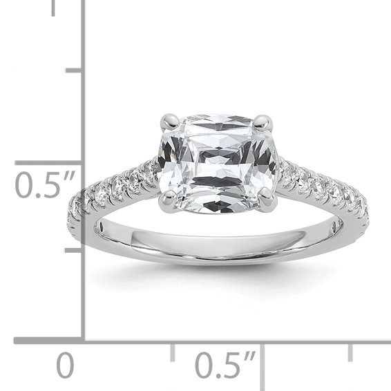 Cheryl M Sterling Silver Rhodium-plated Polished Fancy East-West Cushion-cut CZ Ring