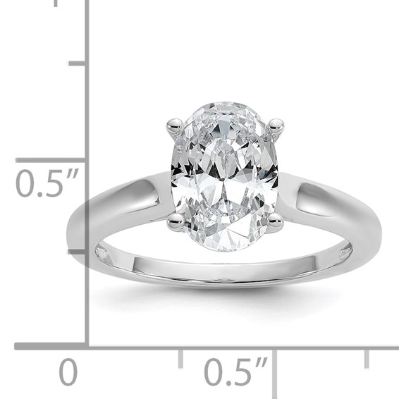 Cheryl M Sterling Silver Rhodium-plated Polished Oval CZ Ring