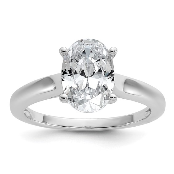 Cheryl M Sterling Silver Rhodium-plated Polished Oval CZ Ring