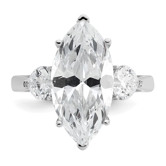 Cheryl M Sterling Silver Rhodium-plated Polished Fancy Marquise & Hearts CZ Ring
