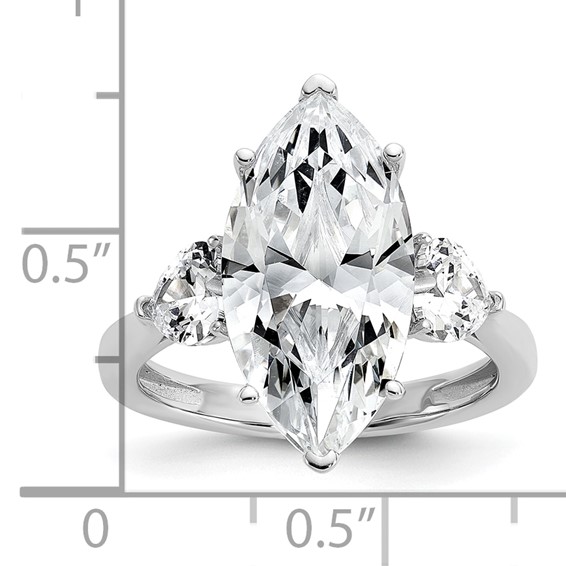 Cheryl M Sterling Silver Rhodium-plated Polished Fancy Marquise & Hearts CZ Ring