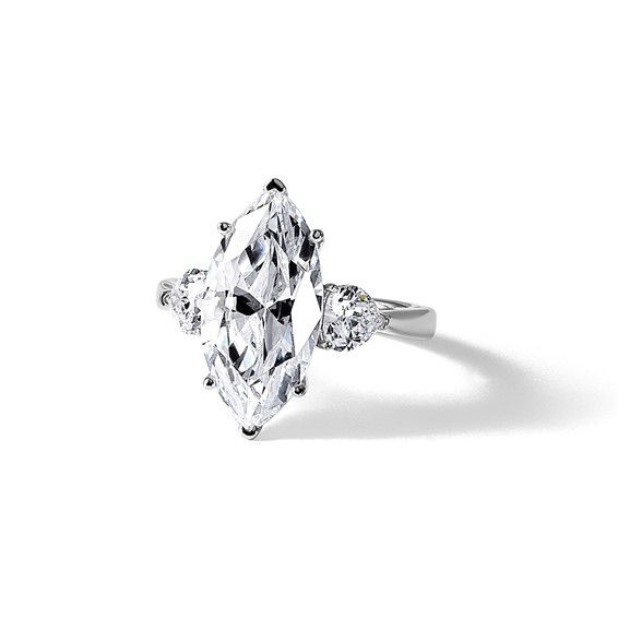 Cheryl M Sterling Silver Rhodium-plated Polished Fancy Marquise & Hearts CZ Ring