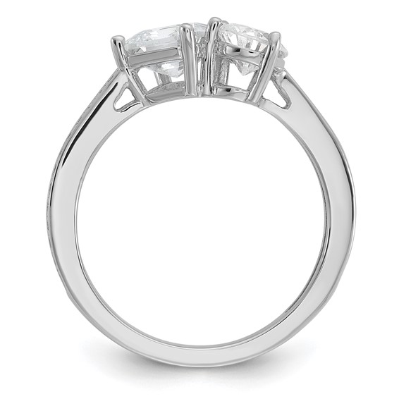 Cheryl M Sterling Silver Rhodium-plated Polished Pear and Square CZ Ring