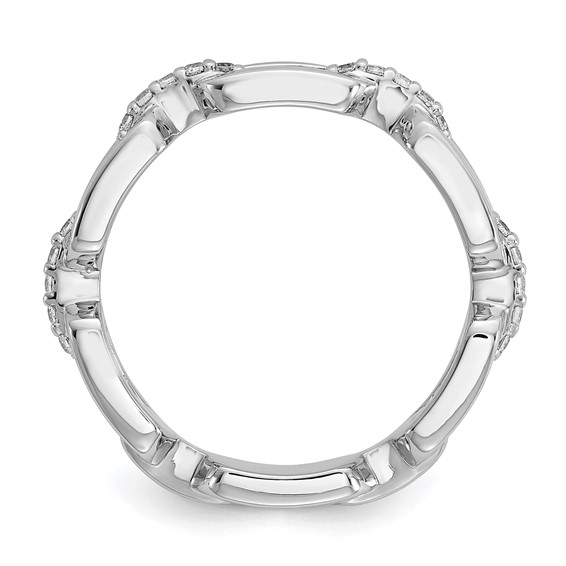 Cheryl M Sterling Silver Rhodium-plated Polished CZ Link Ring