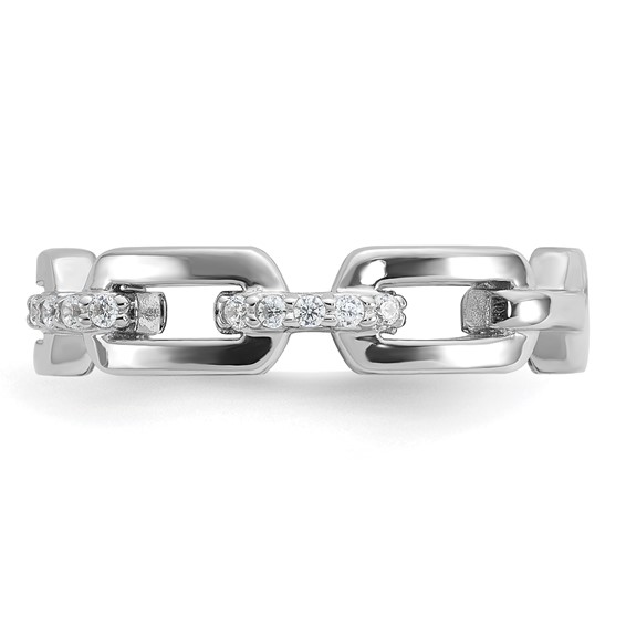 Cheryl M Sterling Silver Rhodium-plated Polished CZ Link Ring