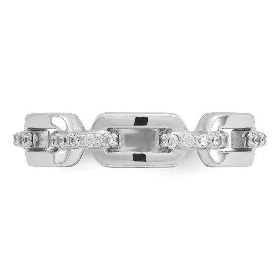 Cheryl M Sterling Silver Rhodium-plated Polished CZ Link Ring