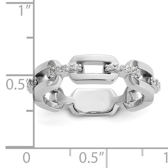 Cheryl M Sterling Silver Rhodium-plated Polished CZ Link Ring