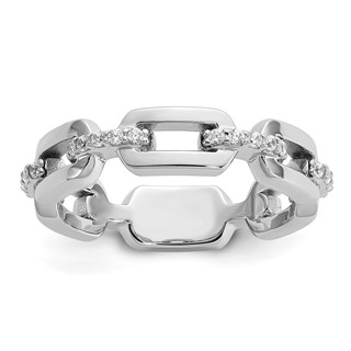 Cheryl M Sterling Silver Rhodium-plated Polished CZ Link Ring