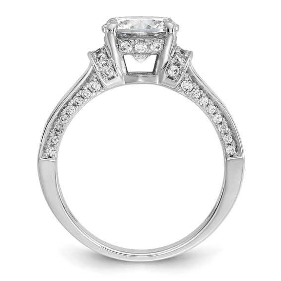 Cheryl M Sterling Silver Rhodium-plated Polished Fancy CZ Ring