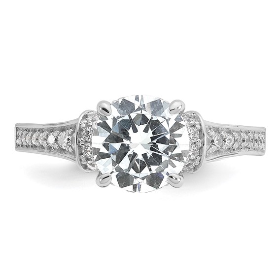 Cheryl M Sterling Silver Rhodium-plated Polished Fancy CZ Ring