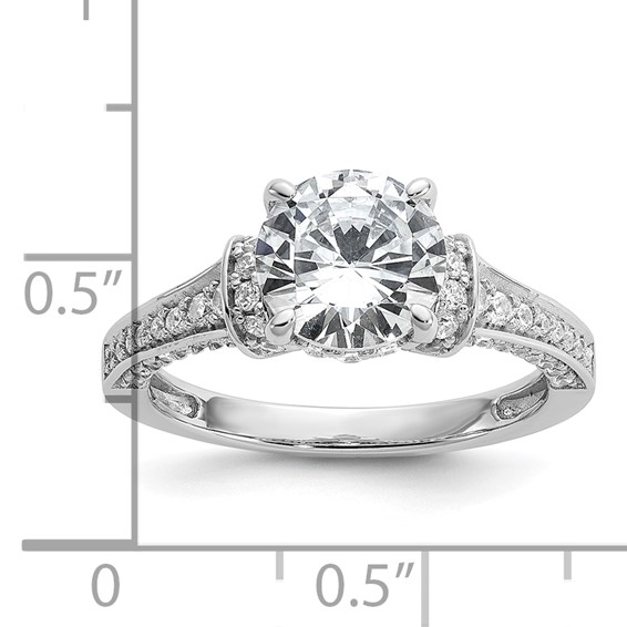 Cheryl M Sterling Silver Rhodium-plated Polished Fancy CZ Ring