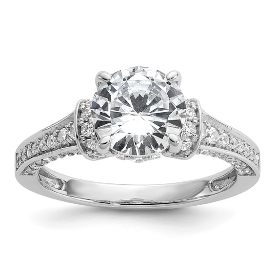 Cheryl M Sterling Silver Rhodium-plated Polished Fancy CZ Ring