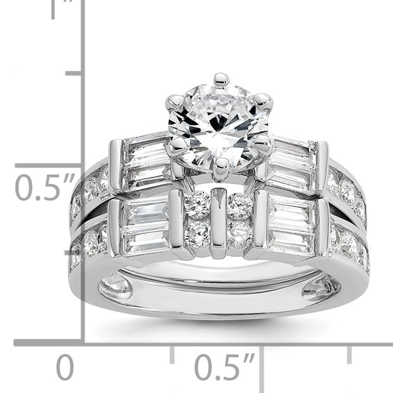 Cheryl M Sterling Silver Rhodium-plated Polished CZ Ring Set