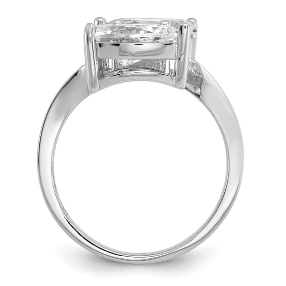 Cheryl M Sterling Silver Rhodium-plated Polished Double Pear CZ Ring