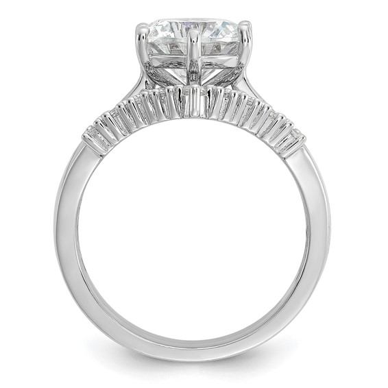 Cheryl M Sterling Silver Rhodium-plated Polished Fancy CZ with Two 3-Row Bands Ring Set