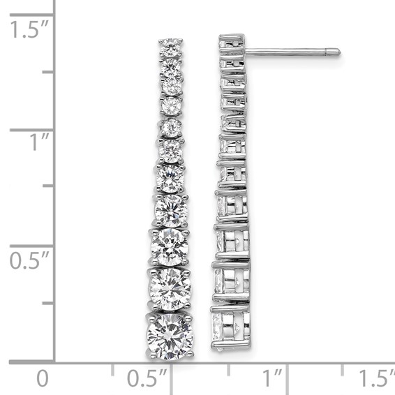Cheryl M Sterling Silver Rhodium-plated Polished Graduated CZ Post Dangle Earrings