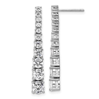 Cheryl M Sterling Silver Rhodium-plated Polished Graduated CZ Post Dangle Earrings