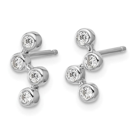 Cheryl M Sterling Silver Rhodium-plated Polished Multi Bezel Set CZ Post Earrings