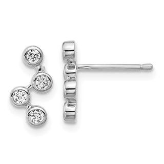 Cheryl M Sterling Silver Rhodium-plated Polished Multi Bezel Set CZ Post Earrings