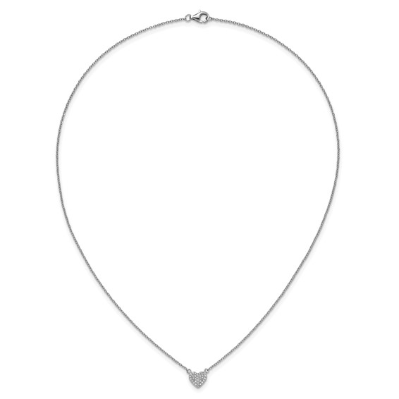 Cheryl M Sterling Silver Rhodium-plated Polished Pave CZ Heart Necklace