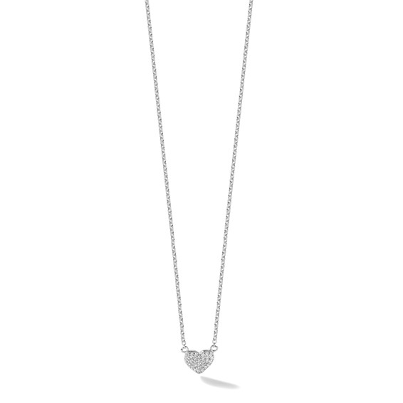 Cheryl M Sterling Silver Rhodium-plated Polished Pave CZ Heart Necklace