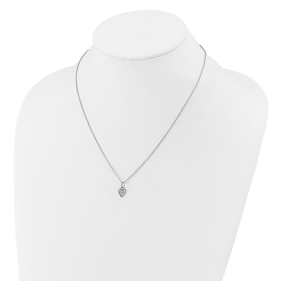 Cheryl M Sterling Silver Rhodium-plated Polished CZ Heart with 2 Inch Extension Necklace