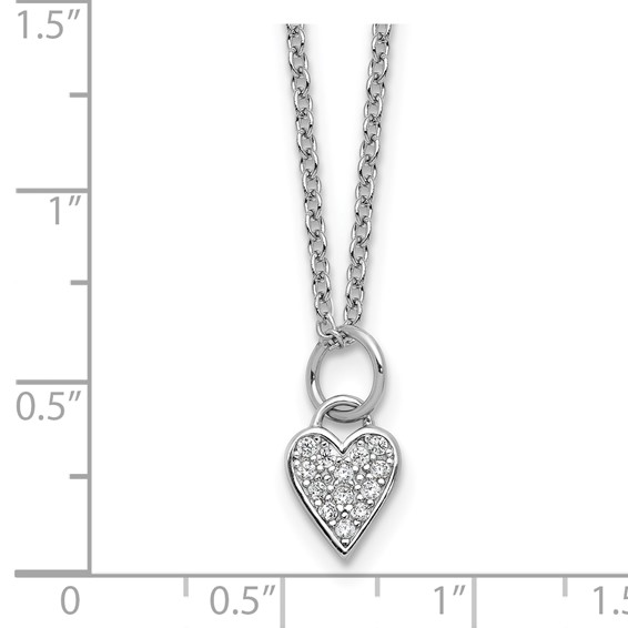 Cheryl M Sterling Silver Rhodium-plated Polished CZ Heart with 2 Inch Extension Necklace