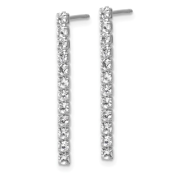 Cheryl M Sterling Silver Rhodium-plated Polished CZ Post Dangle Earrings