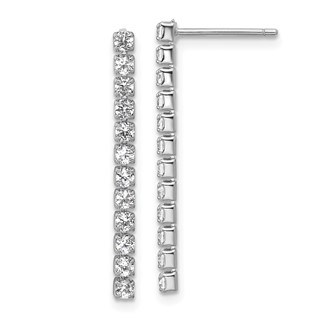 Cheryl M Sterling Silver Rhodium-plated Polished CZ Post Dangle Earrings