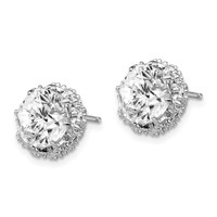 Cheryl M Sterling Silver Rhodium-plated Brilliant-cut CZ Round Post Earrings view 2