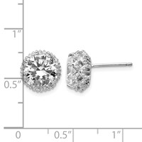 Cheryl M Sterling Silver Rhodium-plated Brilliant-cut CZ Round Post Earrings view 4
