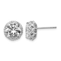 Cheryl M Sterling Silver Rhodium-plated Brilliant-cut CZ Round Post Earrings view 1
