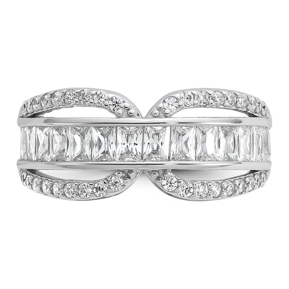 Cheryl M Sterling Silver Rhodium-plated Polished Fancy CZ Ring
