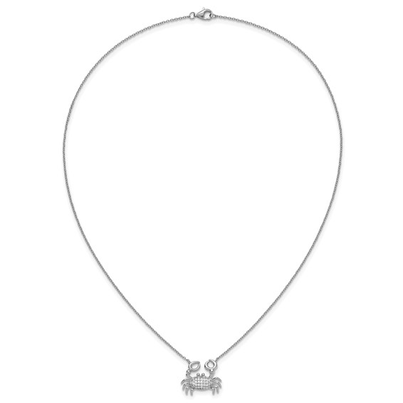 Cheryl M Sterling Silver Rhodium-plated Polished CZ Crab Necklace