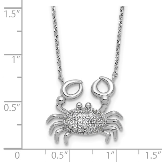Cheryl M Sterling Silver Rhodium-plated Polished CZ Crab Necklace