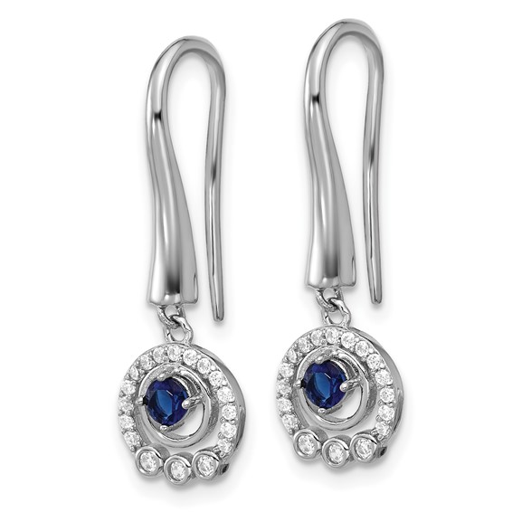 Cheryl M Sterling Silver Rhodium-plated Polished Blue Glass and CZ Circles Dangle Earrings