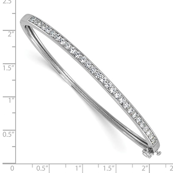 Cheryl M Sterling Silver Rhodium-plated Polished CZ Hinged Bangle