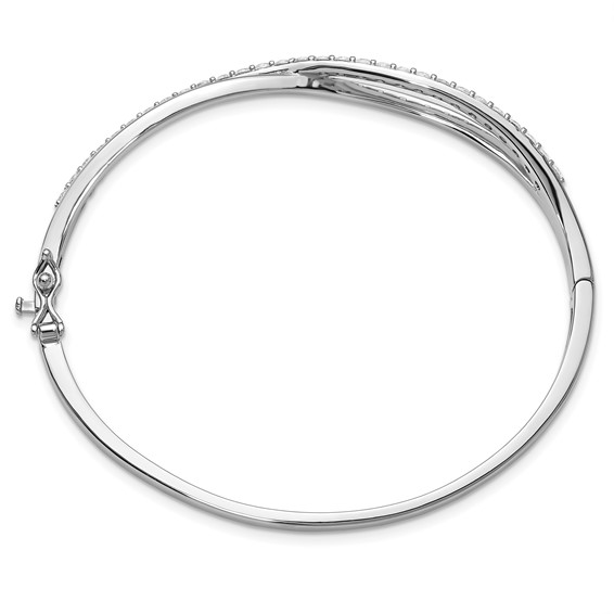 Cheryl M Sterling Silver Rhodium-plated Polished CZ Infinity Hinged Bangle