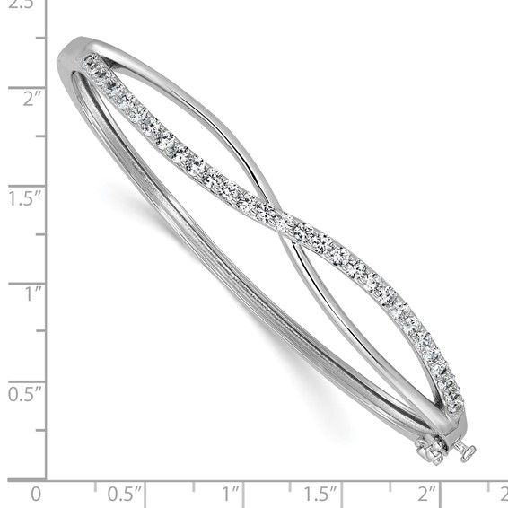 Cheryl M Sterling Silver Rhodium-plated Polished CZ Infinity Hinged Bangle