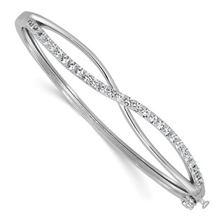 Cheryl M Sterling Silver Rhodium-plated Polished CZ Infinity Hinged Bangle