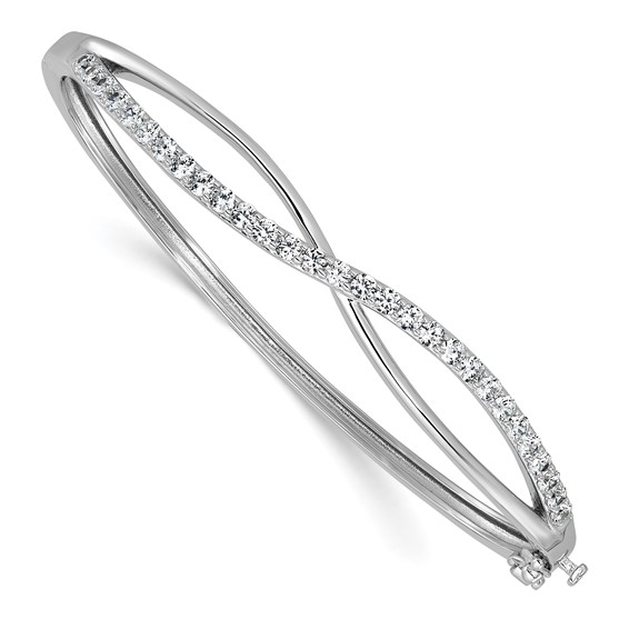Cheryl M Sterling Silver Rhodium-plated Polished CZ Infinity Hinged Bangle