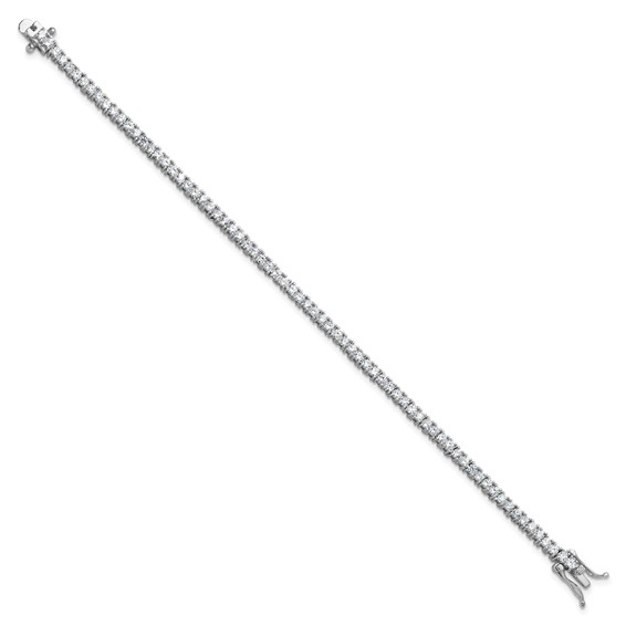 Cheryl M Sterling Silver Rhodium-plated Polished CZ with Safety Clasp Tennis Bracelet