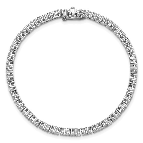 Cheryl M Sterling Silver Rhodium-plated Polished CZ with Safety Clasp Tennis Bracelet