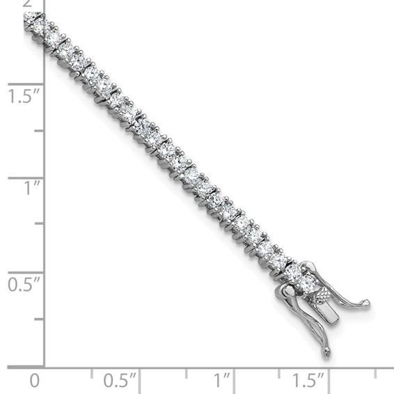 Cheryl M Sterling Silver Rhodium-plated Polished CZ with Safety Clasp Tennis Bracelet