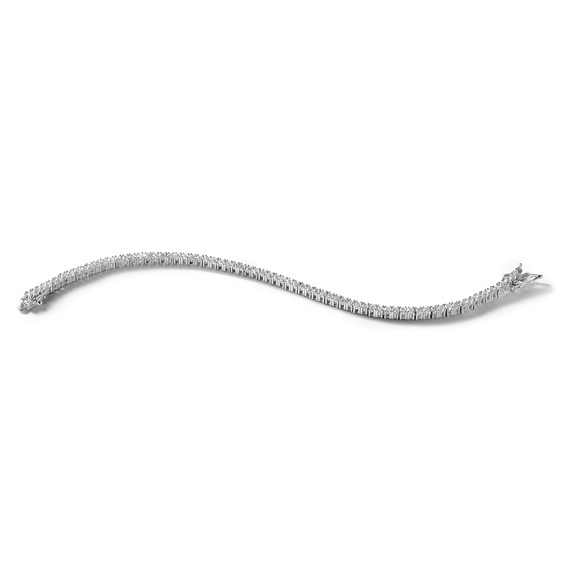 Cheryl M Sterling Silver Rhodium-plated Polished CZ with Safety Clasp Tennis Bracelet