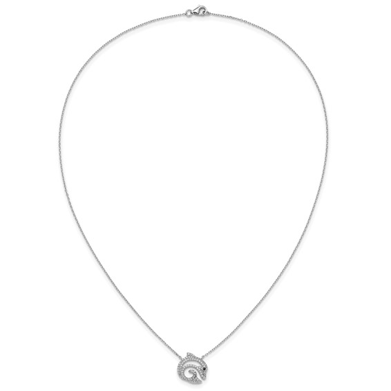 Cheryl M Sterling Silver Rhodium-plated Polished Black and White CZ Dolphin Necklace