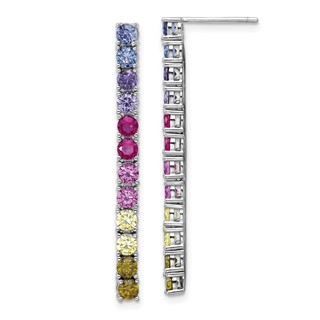 Cheryl M Sterling Silver Rhodium-plated Polished Multicolor CZ Post Dangle Earrings