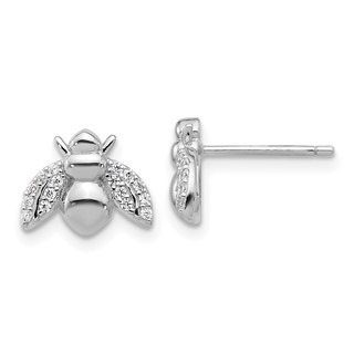 Cheryl M Sterling Silver Rhodium-plated Polished CZ Bee Post Earrings