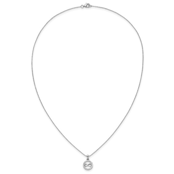 Cheryl M Sterling Silver Rhodium-plated Polished CZ Infinity Necklace and Post Earrings Set