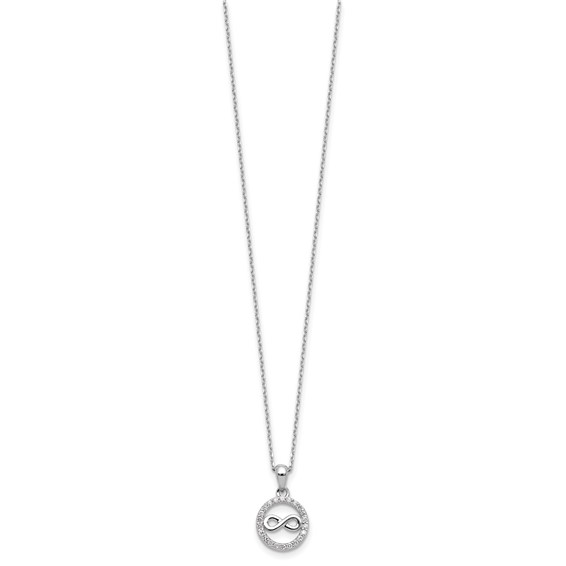 Cheryl M Sterling Silver Rhodium-plated Polished CZ Infinity Necklace and Post Earrings Set